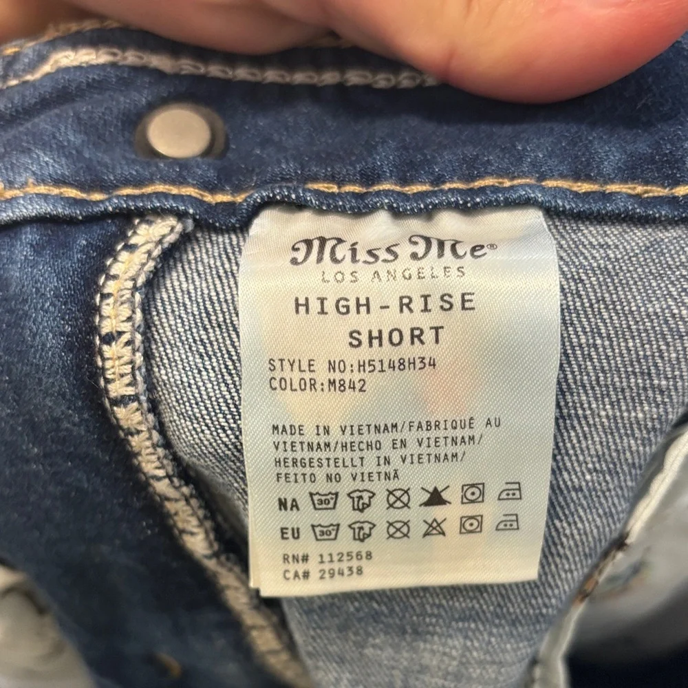 Miss Me Blue Jean Shorts with Button Accents - Picture 6 of 11